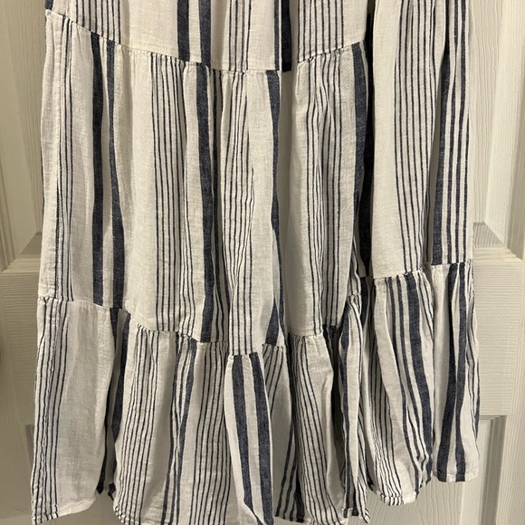 Rails Striped Ruffle Midi Dress in Blue and White - Picture 2 of 5